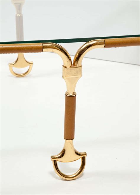 gucci glass table|Rare Gucci Italian Leather Cocktail Table with Gold.